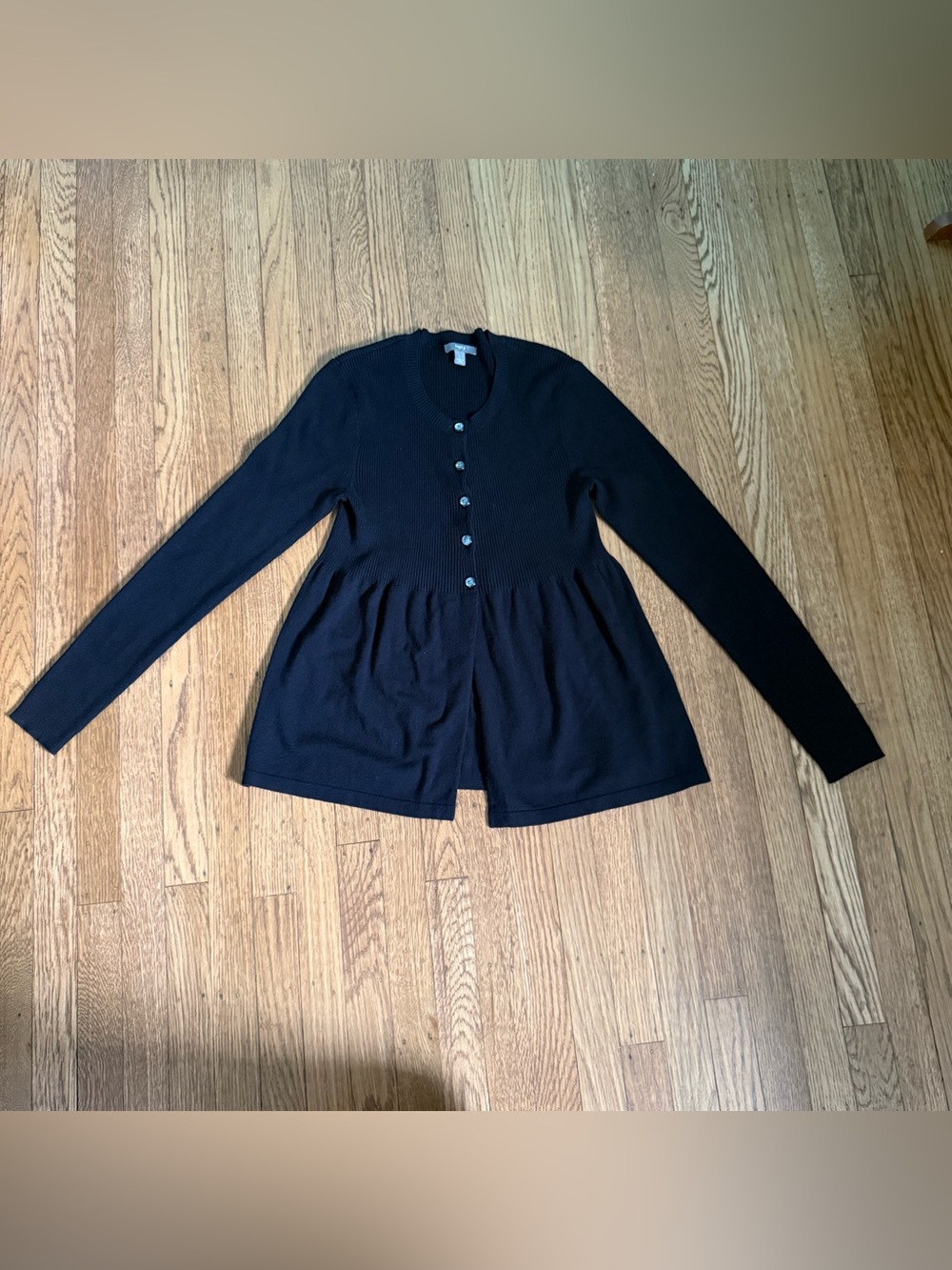 Apt. 9 Black Long-Sleeve Peplum Cardigan size LARGE